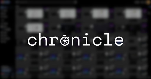 Chronicle logo over a blurred screenshot of the Immich timeline